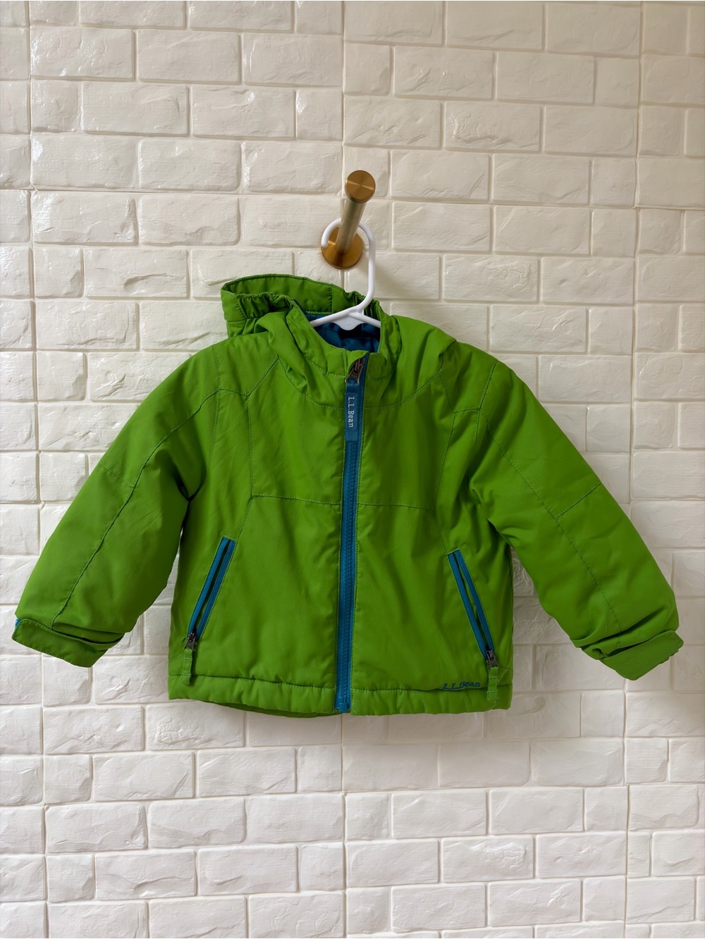 L.L. Bean Kids Green Jacket with Blue Trim